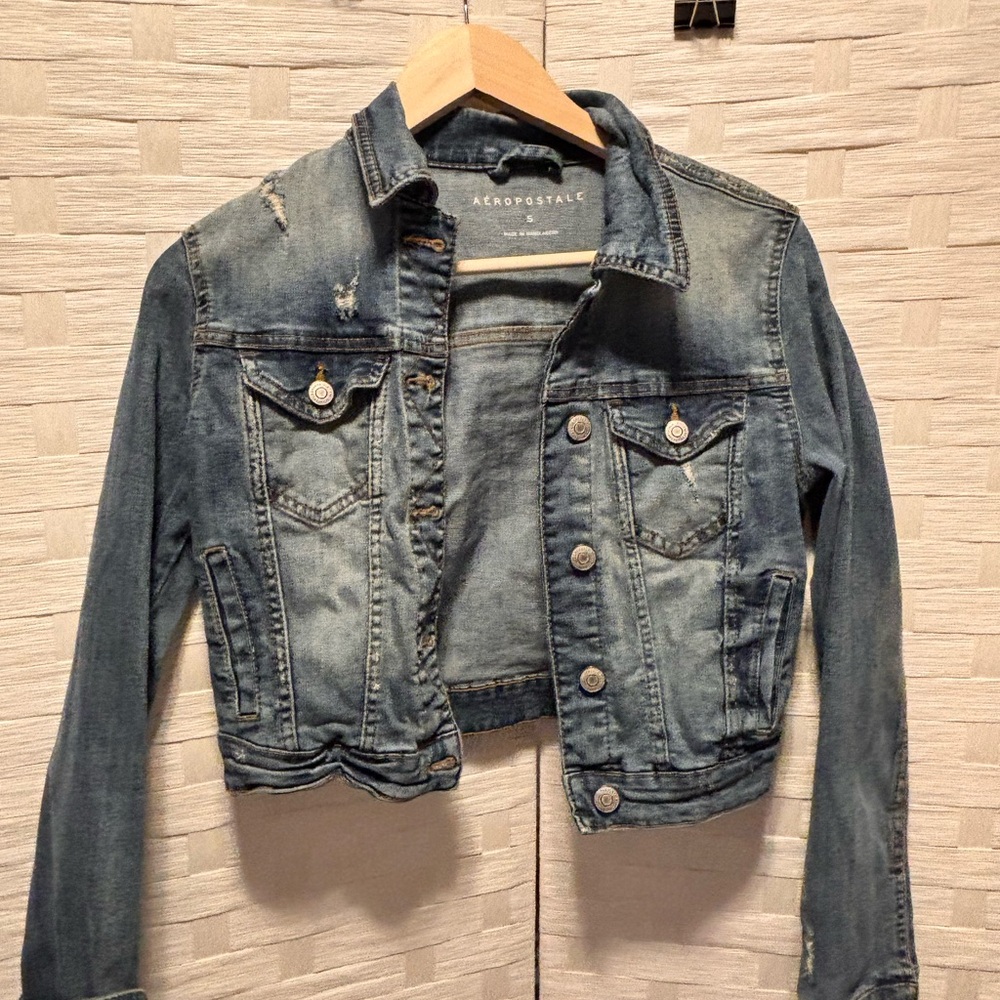 Aeropostale Distressed Blue Jean Jacket